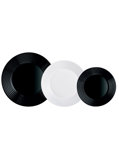 Vajilla Luminarc 1900 Blanco/Negro Vidrio 18 Piezas