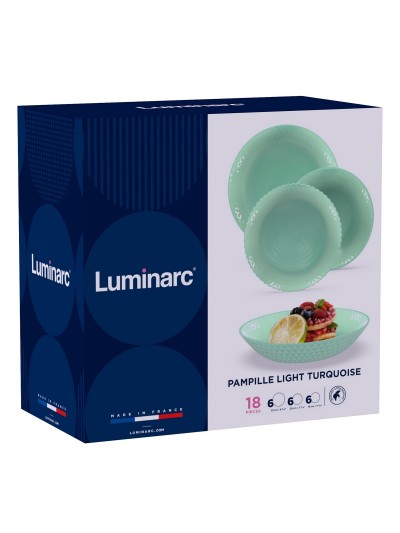 Tableware Luminarc Pampille Turquesa Turquoise Glass 18 Pieces