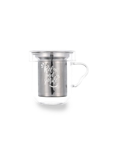 Ensemble de tasses à café Quid Serenia Transparent verre Acier inoxydable 350 ml 3 Pièces