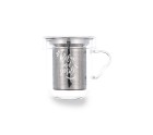 Piece Coffee Cup Set Quid Serenia Transparent Glass Stainless steel 350 ml 3 Pieces
