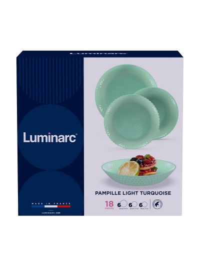 Assiettes Luminarc Pampille Turquesa Turquoise verre 18 Pièces