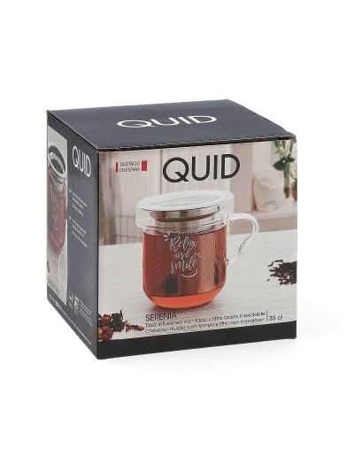 Piece Coffee Cup Set Quid Serenia Transparent Glass Stainless steel 350 ml 3 Pieces