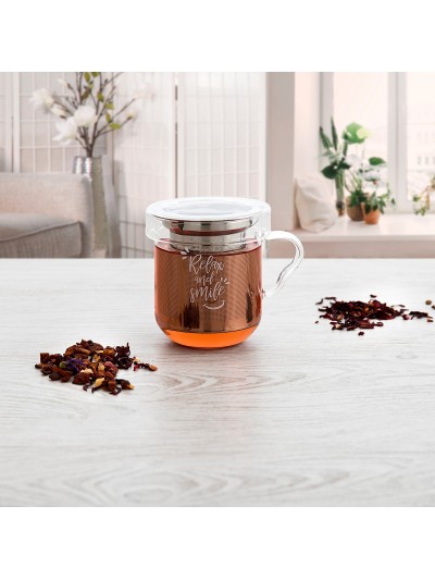 Juego de Tazas de Café Quid Serenia Transparente Vidrio Acero Inoxidable 350 ml 3 Piezas