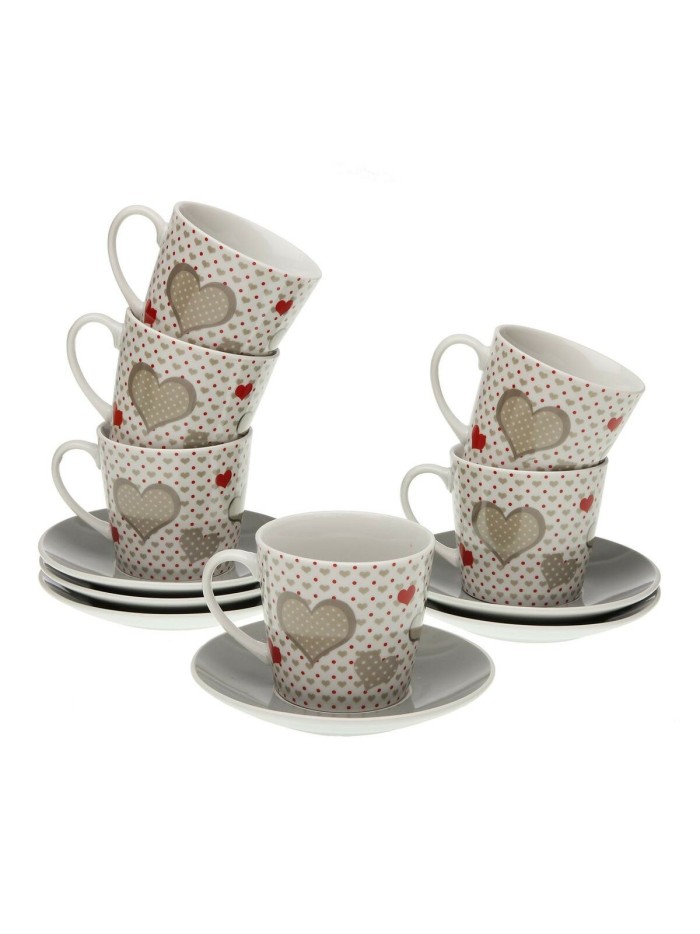 Juego de Tazas con Platos Versa Sweet Porcelana 9 x 14 x 14 cm 10,5 x 8 x 6 cm 14 x 14 x 2 cm