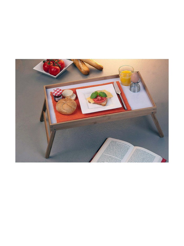 Folding Tray for Bed Wood White (50 x 30 x 22 cm)