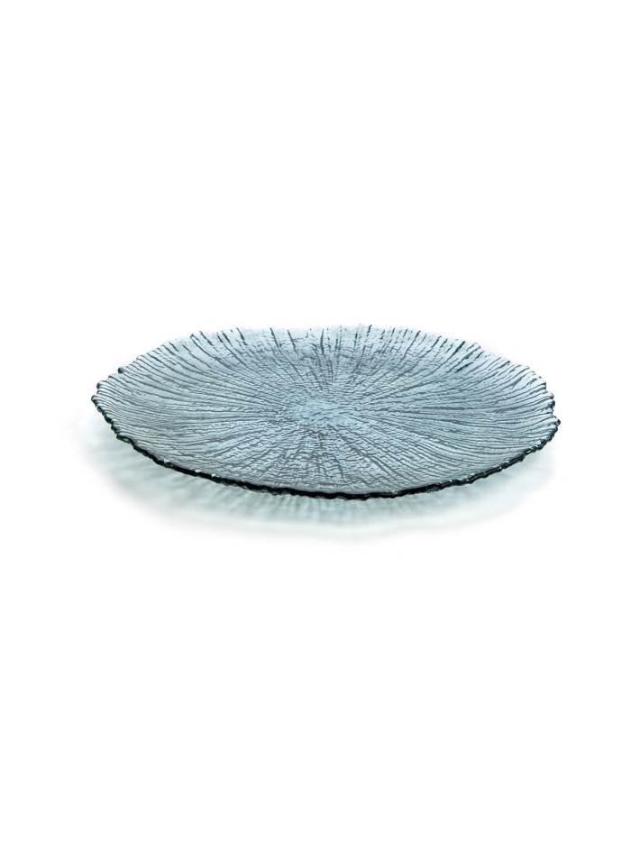 Plato Llano Quid Mar de Viento Turquesa Vidrio (Ø 32 cm) (Pack 6x)