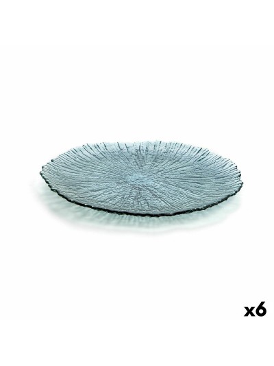 Plato Llano Quid Mar de Viento Turquesa Vidrio (Ø 32 cm) (Pack 6x)