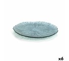 Plato Llano Quid Mar de Viento Turquesa Vidrio (Ø 32 cm) (Pack 6x)