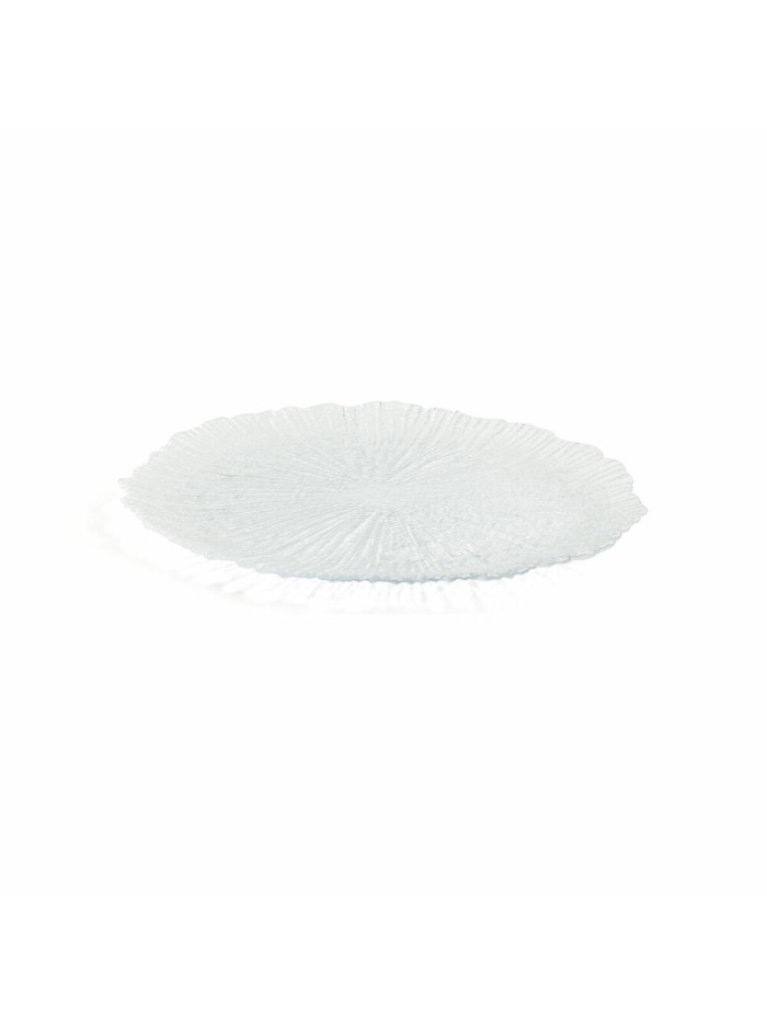 Flat plate Quid Mar de Viento Transparent Glass (Ø 32 cm) (Pack 6x)