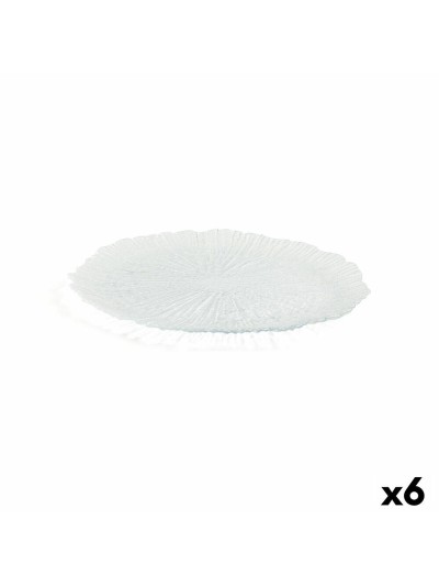 Flat plate Quid Mar de Viento Transparent Glass (Ø 32 cm) (Pack 6x)