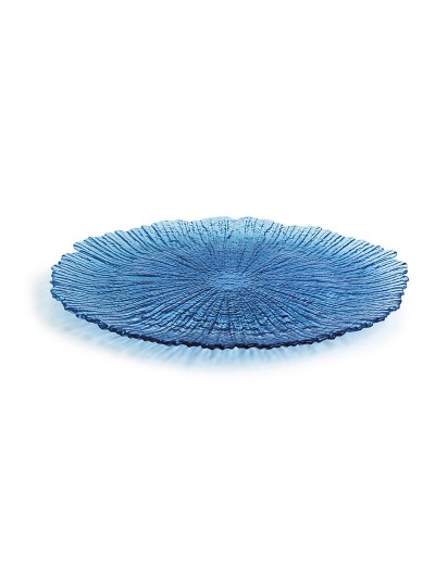 Plato Llano Quid Mar de Viento Azul Vidrio (Ø 32 cm) (Pack 6x)