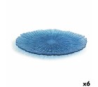 Plato Llano Quid Mar de Viento Azul Vidrio (Ø 32 cm) (Pack 6x)