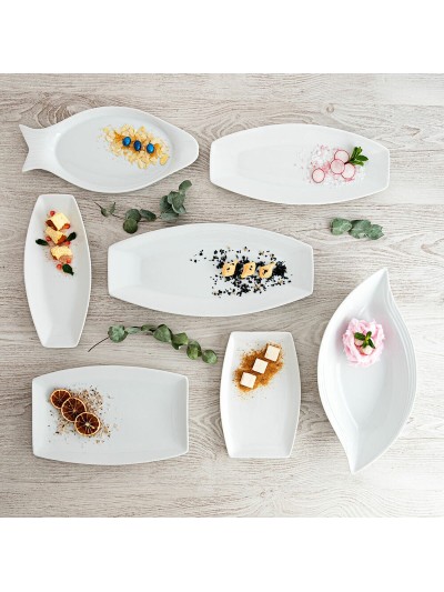 Fuente de Cocina Quid Gastro Cerámica Blanco (40 x 17,5 x 3,5 cm) (Pack 4x)