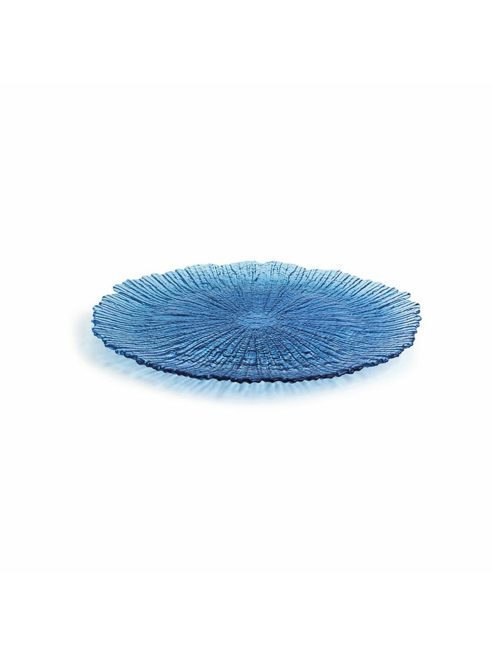 Flat plate Quid Mar de Viento Blue Glass (Ø 28 cm) (Pack 6x)