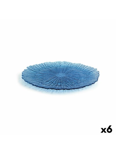 Flat plate Quid Mar de Viento Blue Glass (Ø 28 cm) (Pack 6x)