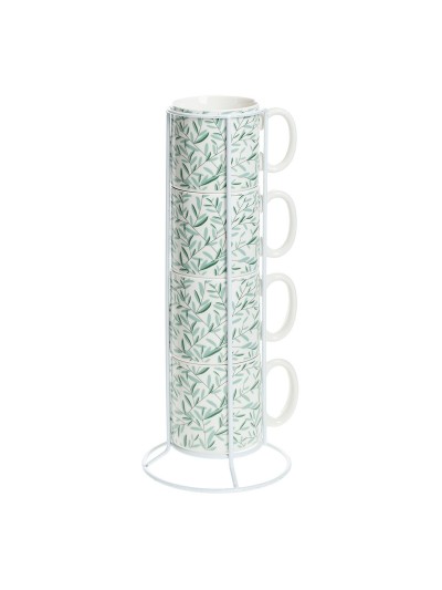 Juego de 4 Tazas Mug Secret de Gourmet Con soporte Porcelana