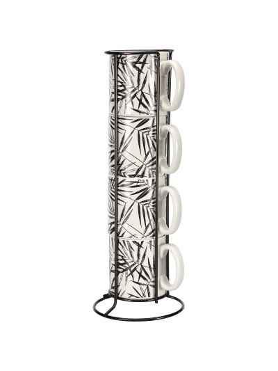 Juego de 4 Tazas Mug Secret de Gourmet Con soporte Porcelana