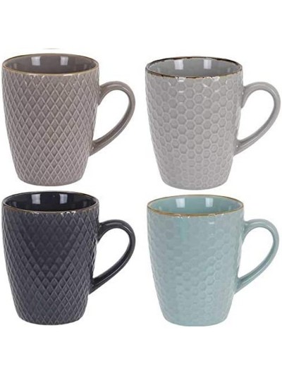 Tasse Excellent Houseware Grès 300 ml Géométrique 4 Pièces