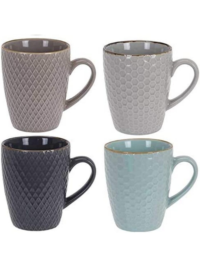 Cup Excellent Houseware Stoneware 300 ml Geometric 4 Pieces
