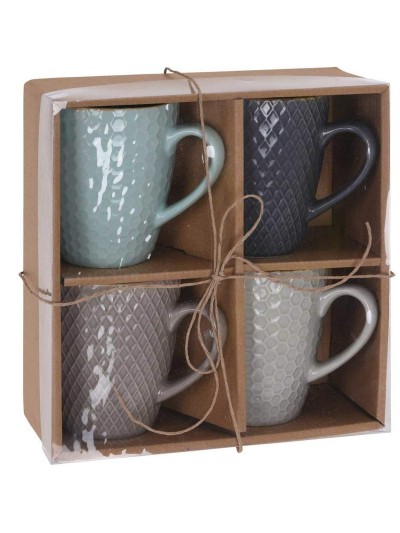 Cup Excellent Houseware Stoneware 300 ml Geometric 4 Pieces