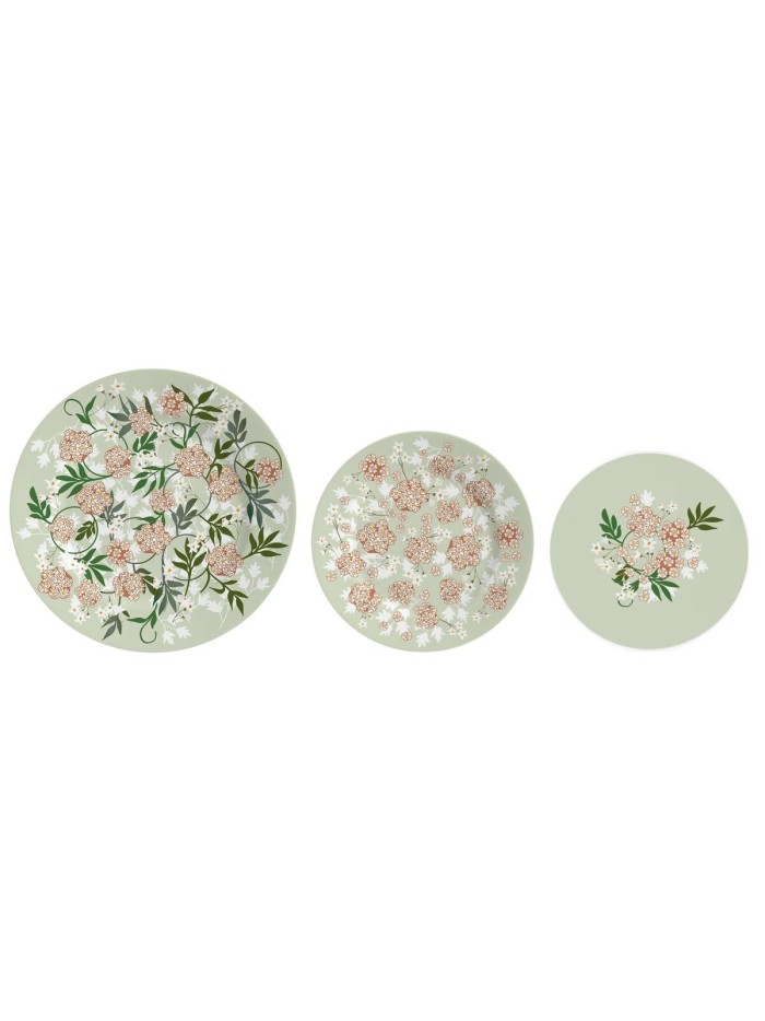 Plato Llano DKD Home Decor Porcelana Tradicional 27 x 27 x 3 cm 18 Piezas