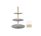 Plateau apéritif DKD Home Decor Support sur trois étages Bambou Ardoise 28 x 28 x 39,5 cm