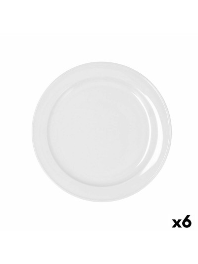 Flat plate Bidasoa Glacial Ceramic White (24 cm) (Pack 6x)