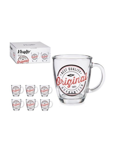 Taza Mug Original Transparente Vidrio (320 ml) (6 Unidades)