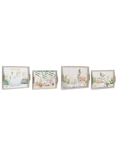 Juego de Bandejas DKD Home Decor 40 x 30 x 6 cm Madera MDF (2 Unidades)