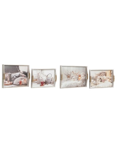 Jeux de plateaux DKD Home Decor Multicouleur 40 x 30 x 6 cm Bois MDF (2 Unités)