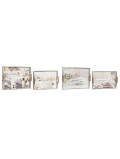 Jeux de plateaux DKD Home Decor Beige 40 x 30 x 6 cm Bois MDF (2 Unités)