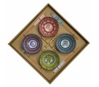Set de sushi DKD Home Decor Multicouleur Bambou Grès Mandala Oriental 34 x 34 x 6,5 cm (12 Pièces)