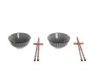 Sushi Set DKD Home Decor 30 x 21 x 7 cm Black Stoneware Oriental (6 Pieces)