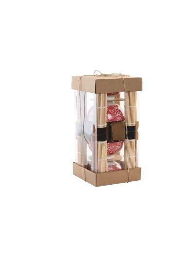 Set de Sushi DKD Home Decor 14,5 x 14,5 x 31 cm Fucsia Mandala Gres Oriental (16 Piezas)