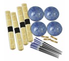 Sushi Set DKD Home Decor 14,5 x 14,5 x 31 cm Black Blue Stoneware Oriental (16 Pieces)