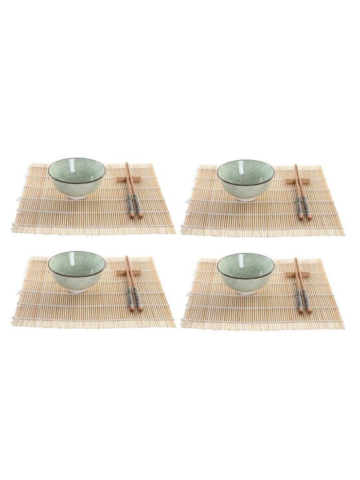 Sushi Set DKD Home Decor 14,5 x 14,5 x 35 cm Stoneware Oriental (16 Pieces)