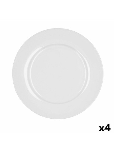 Flat plate Bidasoa Glacial Ceramic White (27 cm) (Pack 4x)