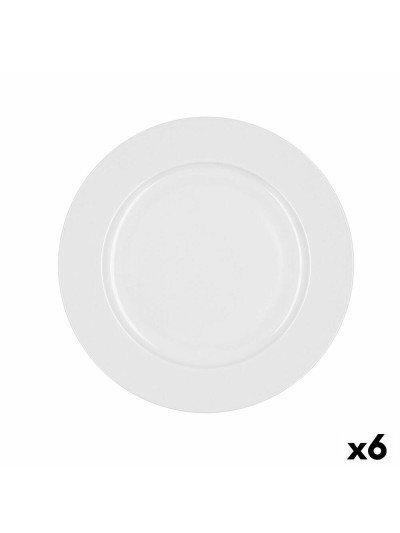 Plato Llano Bidasoa Glacial Cerámica Blanco (25 cm) (Pack 6x)