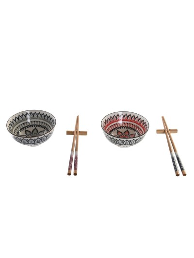 Set de Sushi DKD Home Decor 30 x 21 x 7 cm Multicolor Mandala Gres Oriental (6 Piezas)