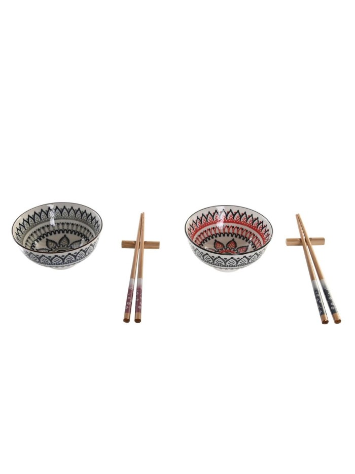 Set de sushi DKD Home Decor 30 x 21 x 7 cm Multicouleur Mandala Grès Oriental (6 Pièces)