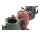 Tetera DKD Home Decor Verde Rosa Natural Gris oscuro Madera de caucho Gres 1 L (3 Unidades)