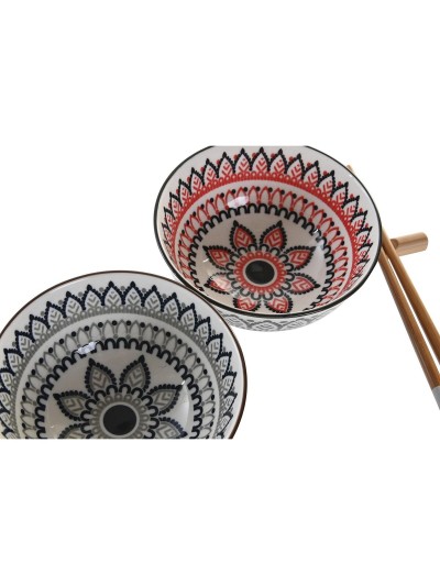 Sushi Set DKD Home Decor 30 x 21 x 7 cm Multicolour Mandala Stoneware Oriental (6 Pieces)