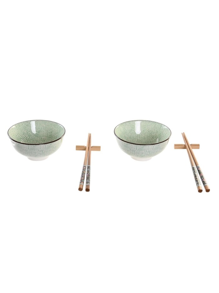 Sushi Set DKD Home Decor 30 x 21 x 7 cm Green Sky blue Stoneware Oriental (6 Pieces)