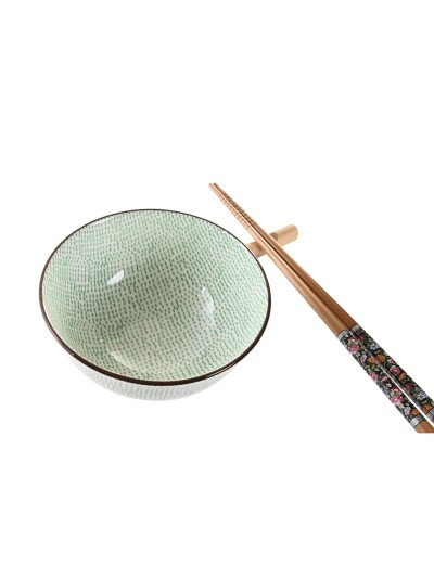 Sushi Set DKD Home Decor 30 x 21 x 7 cm Green Sky blue Stoneware Oriental (6 Pieces)