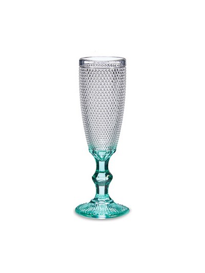 Coupe de champagne Turquoise Points verre 6 Unités (185 ml)