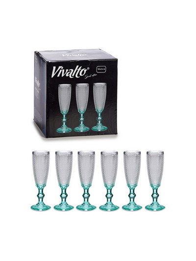 Champagne glass Turquoise Points Glass 6 Units (185 ml)