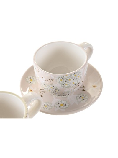 Juego de Tazas de Café DKD Home Decor Verde Beige Metal Dolomita 180 ml