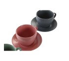 Set of 6 Cups with Plate DKD Home Decor Green Pink Dark grey Stoneware 150 ml 16 x 17 x 35 cm