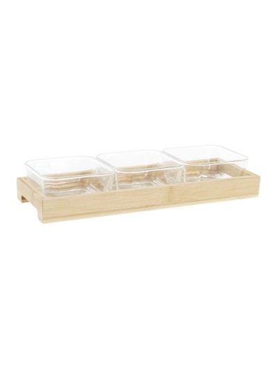 Bandeja de Aperitivos DKD Home Decor 31,5 x 11 x 6 cm Cristal Natural 280 ml