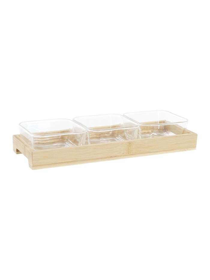 Bandeja de Aperitivos DKD Home Decor 31,5 x 11 x 6 cm Cristal Natural 280 ml